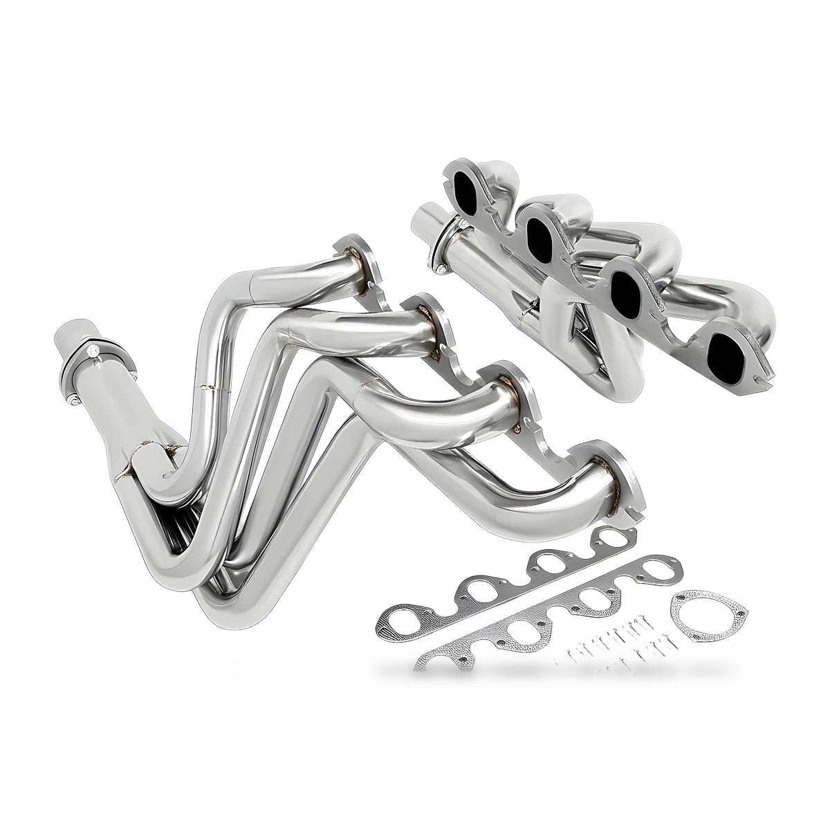 Stainless steel long-tube exhaust headers for 1983-1987 Ford F-250 F-350 7.5L 460 V8 2WD with gaskets and hardware