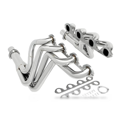 Stainless steel long-tube exhaust headers for 1983-1987 Ford F-250 F-350 7.5L 460 V8 2WD with gaskets and hardware