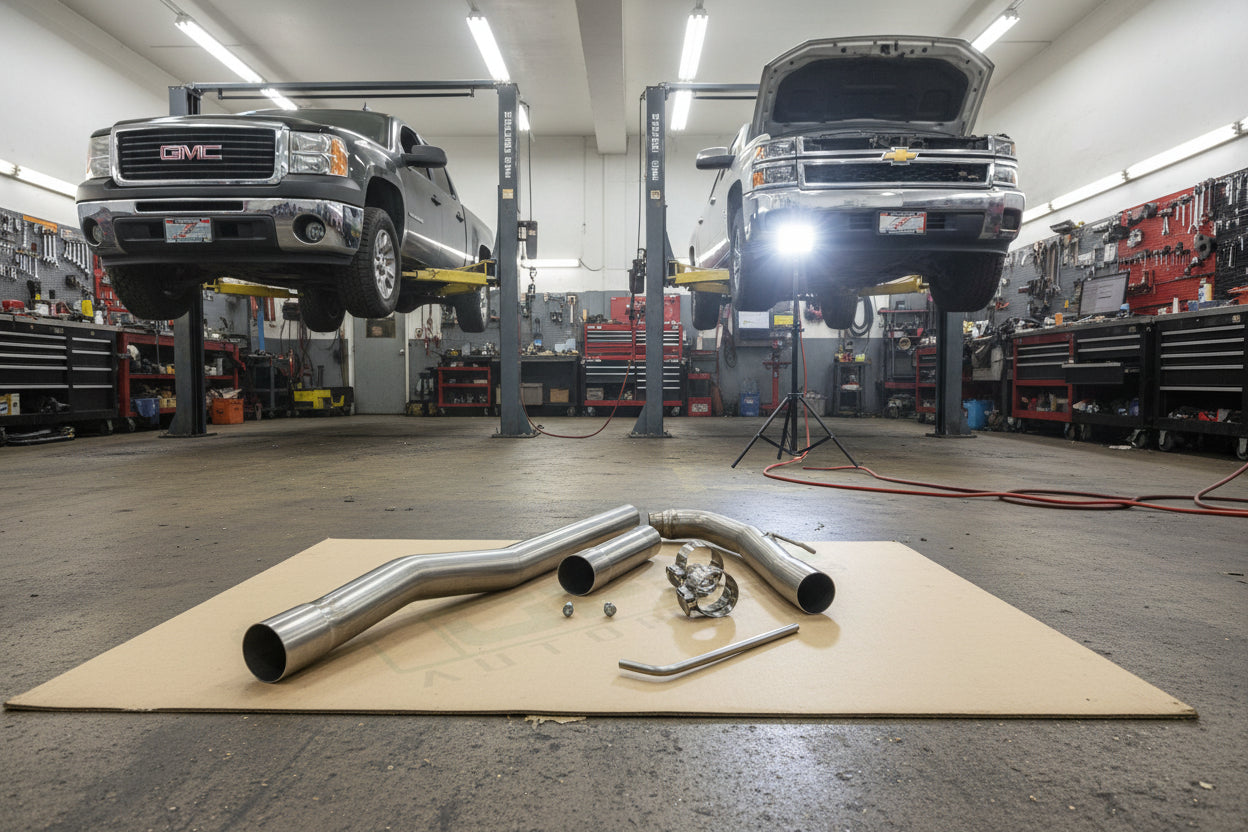 Exhaust Muffler Pipes for Chevrolet Silverado GMC Sierra (2011-2015) 6.6L Engine