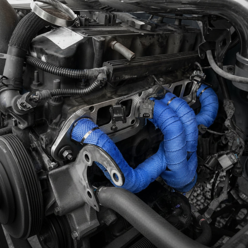 50 FT Blue Exhaust Heat Wrap Tape Manifold Header Pipe Cooling