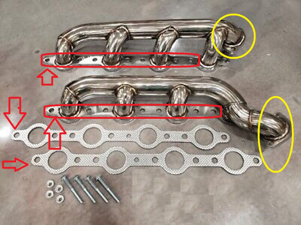 Stainless Steel Headers Manifolds For Ford F250 F350 F450 (1997-2003) with 7.3L Powerstroke Diesel Engine