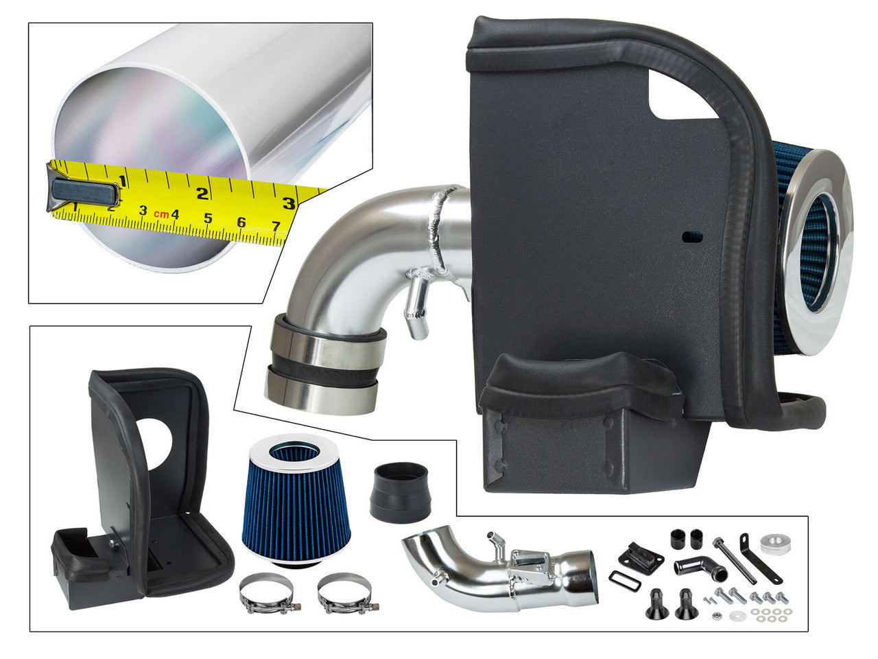 Performance Air Intake w/Heat Shield For Ford Fiesta (2008-2018) with 1.6L Engine Blue