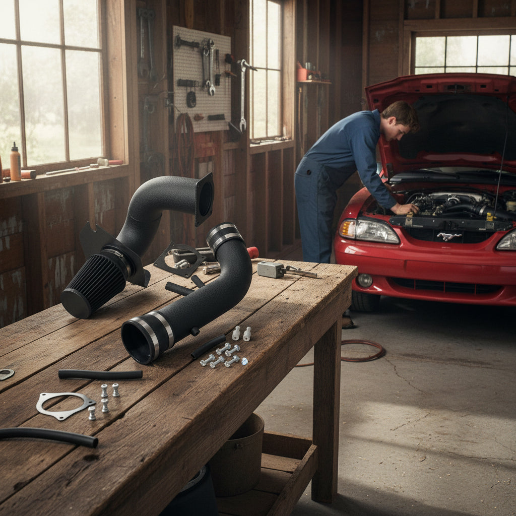 Black Coated Cold Air Intake for Ford Mustang (1996-2004) 4.6L V8 Engine Default Title