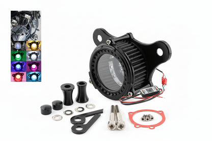 For Harley Air Cleaner Intake Filter LED Touring Street Road Glide Softail Dyna (1993+) - Black