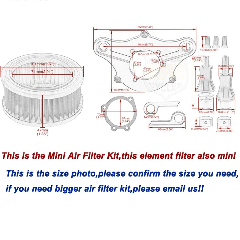 For Harley Air Cleaner Intake Filter LED Touring Street Road Glide Softail Dyna (1993+) - Black