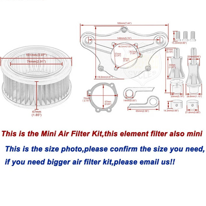 For Harley Air Cleaner Intake Filter LED Touring Street Road Glide Softail Dyna (1993+) - Black