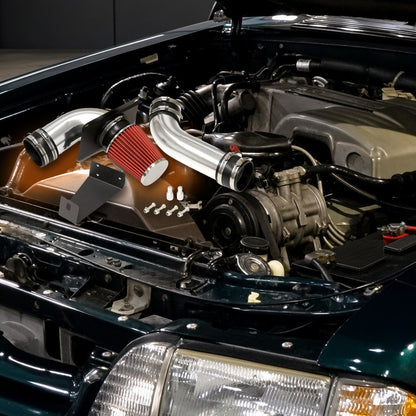 Cold air intake shown in the engine bay of a 1990 Ford Mustang LX 5.0 HO V8