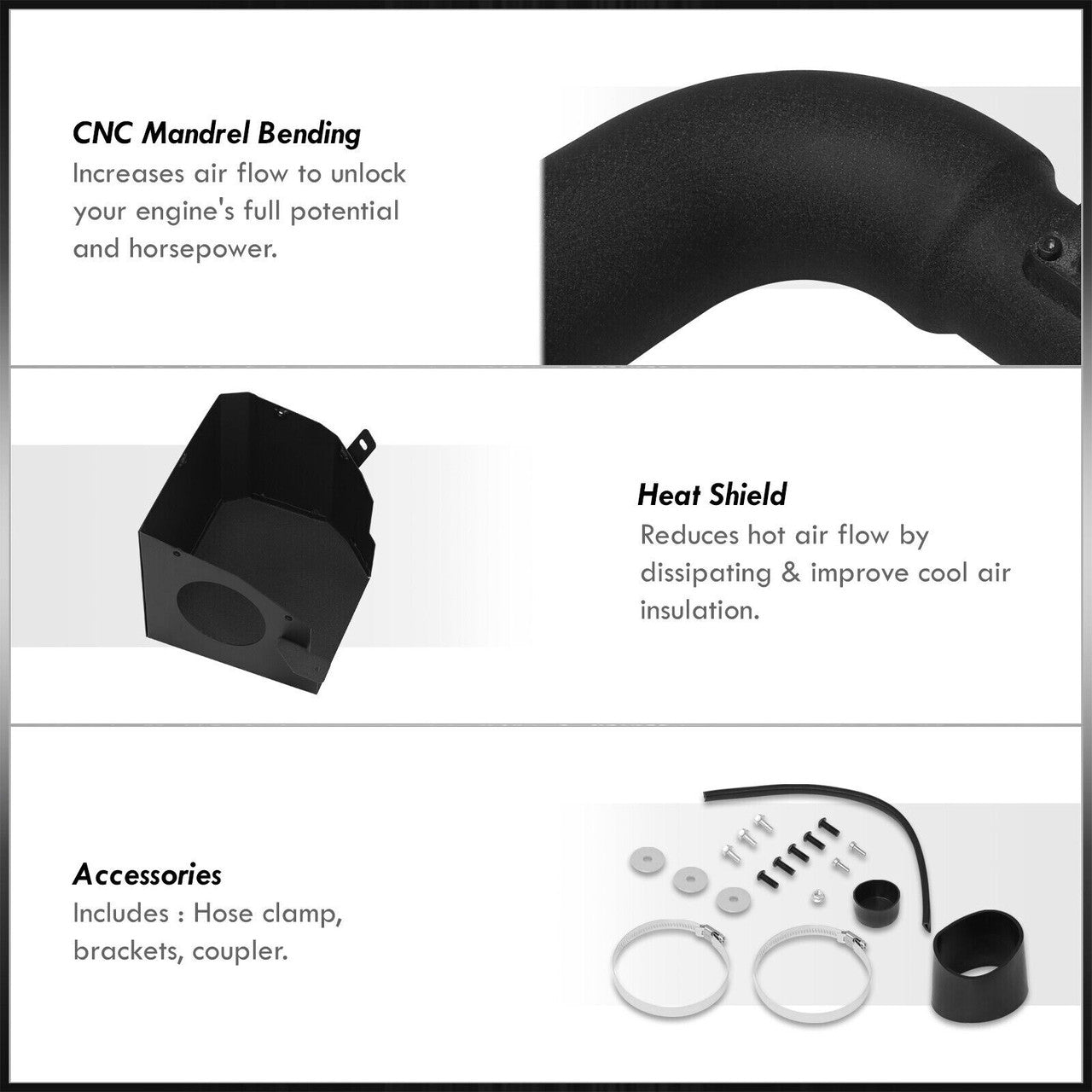 Cold Air Intake w/ Heat Shield For Scion FR-S (2013-2020) with 2.0L H4 Engine