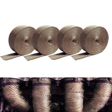 100 Ft Titanium Color Heat Tape Exhaust Manifold Header Pipe Wrap 4 Rolls Default Title