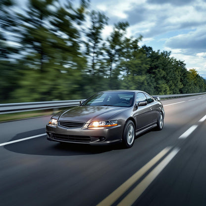 Grey Honda Accord coupe driving fast