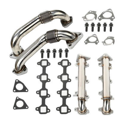 High Flow Exhaust Manifold and Up Pipes for Chevrolet Silverado (2001-2016) 6.6L Diesel 2WD