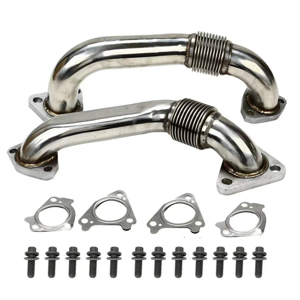 High Flow Exhaust Manifold and Up Pipes for Chevrolet Silverado (2001-2016) 6.6L Diesel 2WD