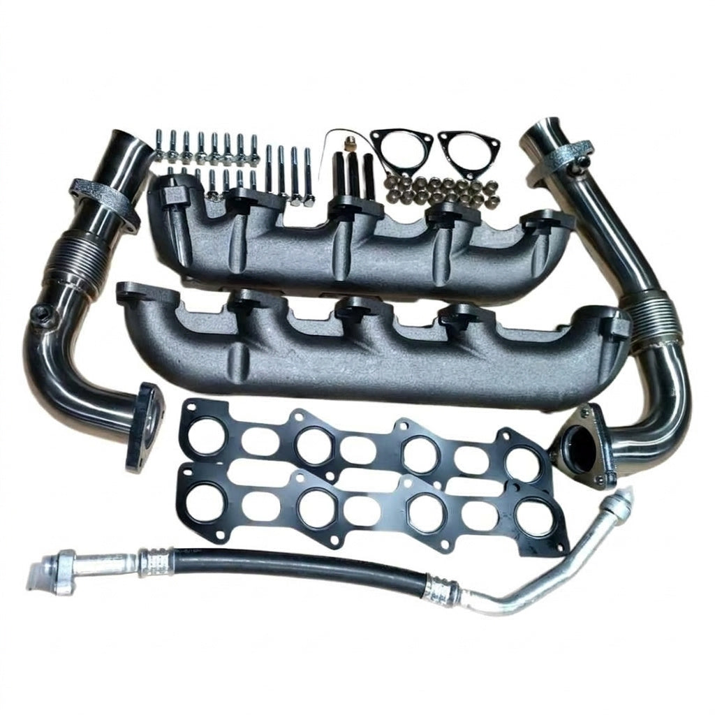 High Flow Exhaust Manifold and Up Pipes for Ford F-250 F-350 F-450 F-550 (2008-2010) 6.4L Diesel