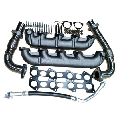 High Flow Exhaust Manifold and Up Pipes for Ford F-250 F-350 F-450 F-550 (2008-2010) 6.4L Diesel