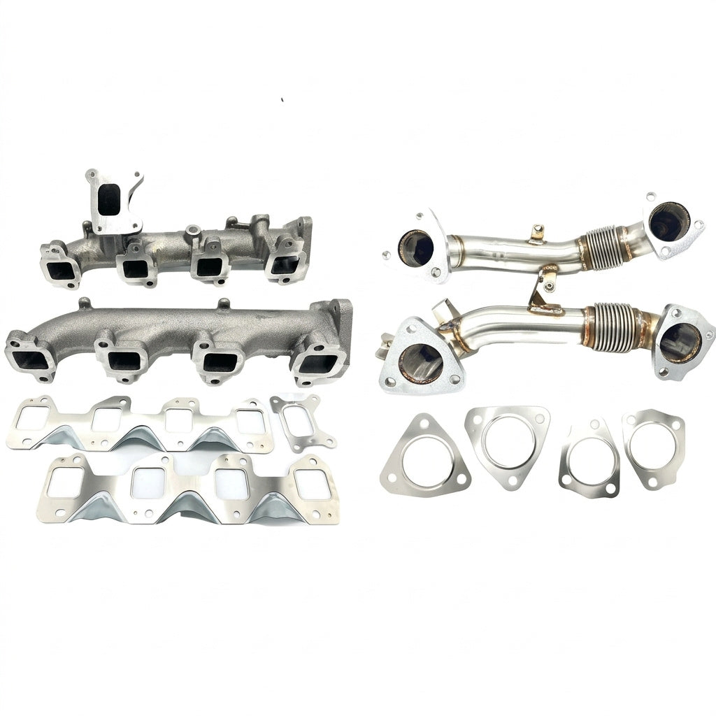High Flow Exhaust Manifold and Up Pipes for GMC Sierra (2017-2025) 6.6L Diesel