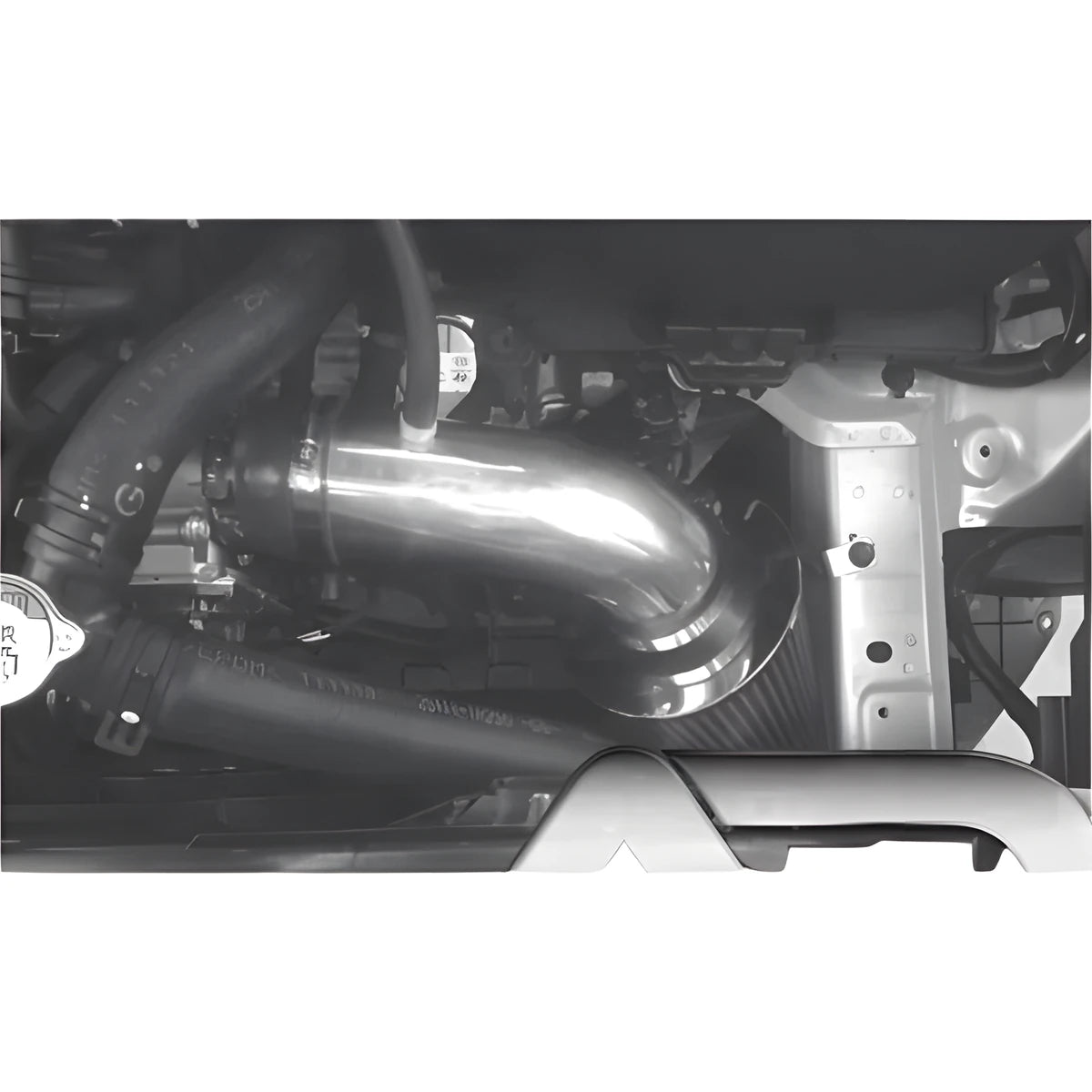 Sample cold air intake installed in a Hyundai Veloster / Accent 1.6L engine bay