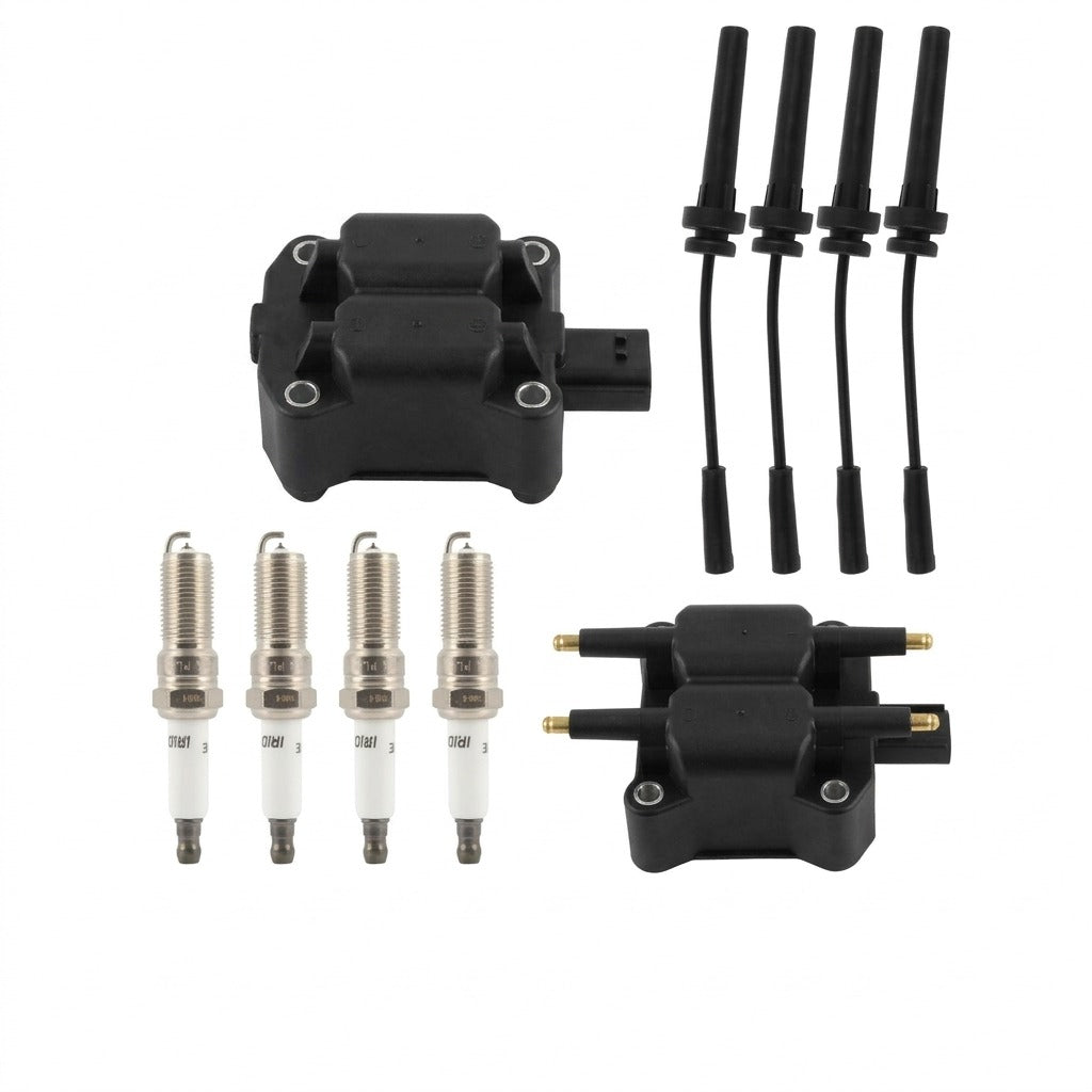 Ignition Coil and Iridium Spark Plugs and Wires for Chrysler Voyager (2001-2003) 2.4L