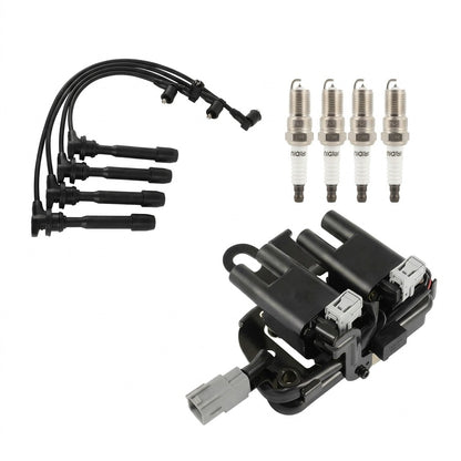 Ignition Coil and Iridium Spark Plugs and Wires for Hyundai Tiburon (2003-2008) 2.0L