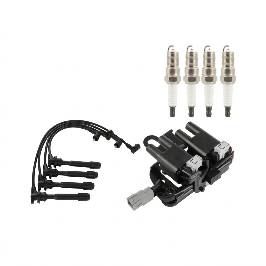 Ignition Coil and Iridium Spark Plugs and Wires for Hyundai Tucson (2005-2009) 2.0L
