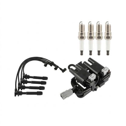 Ignition Coil and Iridium Spark Plugs and Wires for Hyundai Tucson (2005-2009) 2.0L