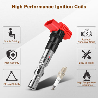 Ignition Coil and Iridium Spark Plugs for Audi A8 (2003-2006) 4.2L