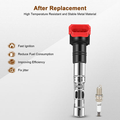 Ignition Coil and Iridium Spark Plugs for Audi A8 (2003-2006) 4.2L
