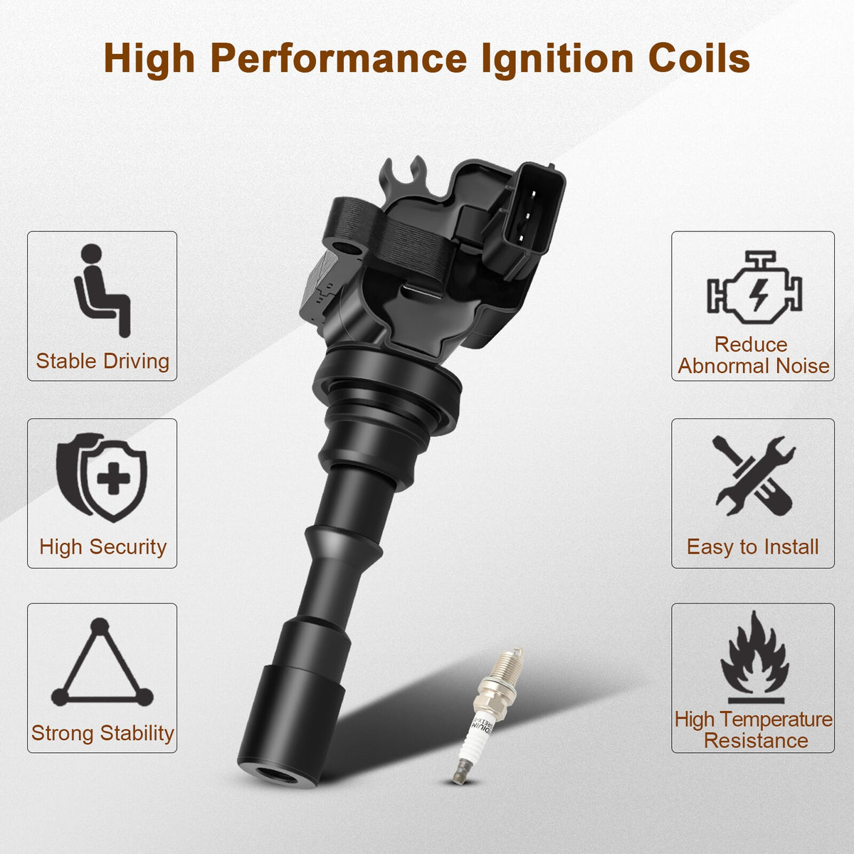 Ignition Coil and Iridium Spark Plugs for Kia Sorento (2003-2006) 3.5L