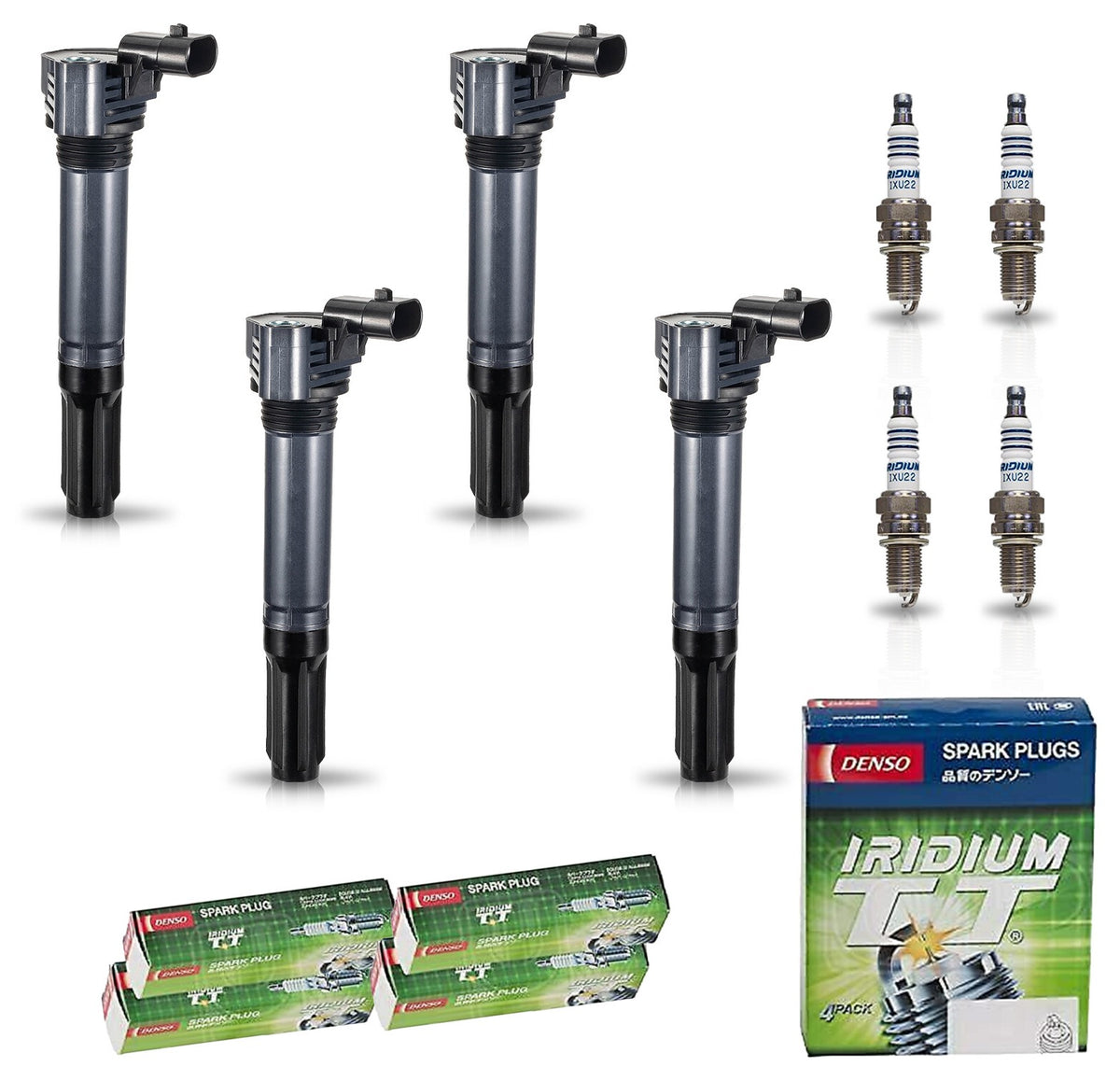 Ignition Coil + Iridium Spark Plugs for Fiat 500 (2012-2017) 1.4L