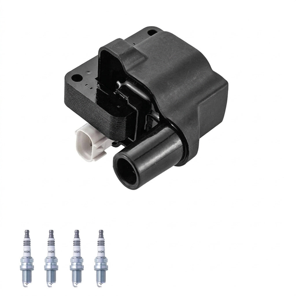 Ignition Coil + Iridium Spark Plugs for Ford Escort (1991-1996) 1.8L