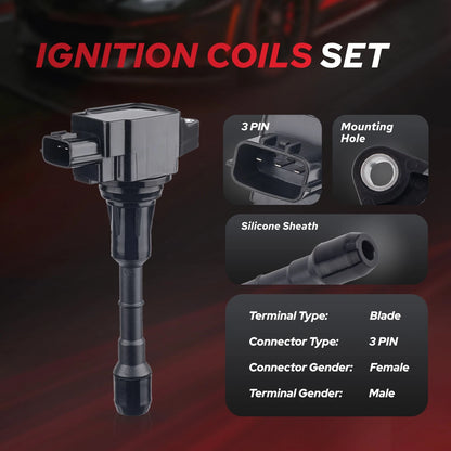Ignition Coil & Iridium Spark Plugs for Nissan Altima (2007-2018) 3.5L