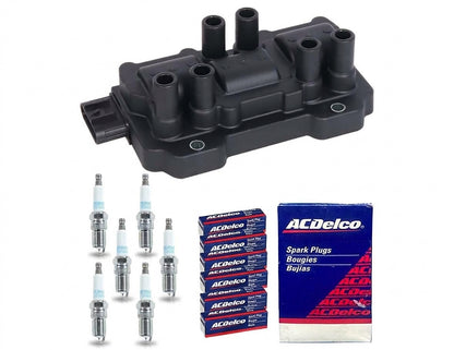 Ignition Coil + Iridium Spark Plugs for Pontiac Torrent (2006-2009) 3.4L