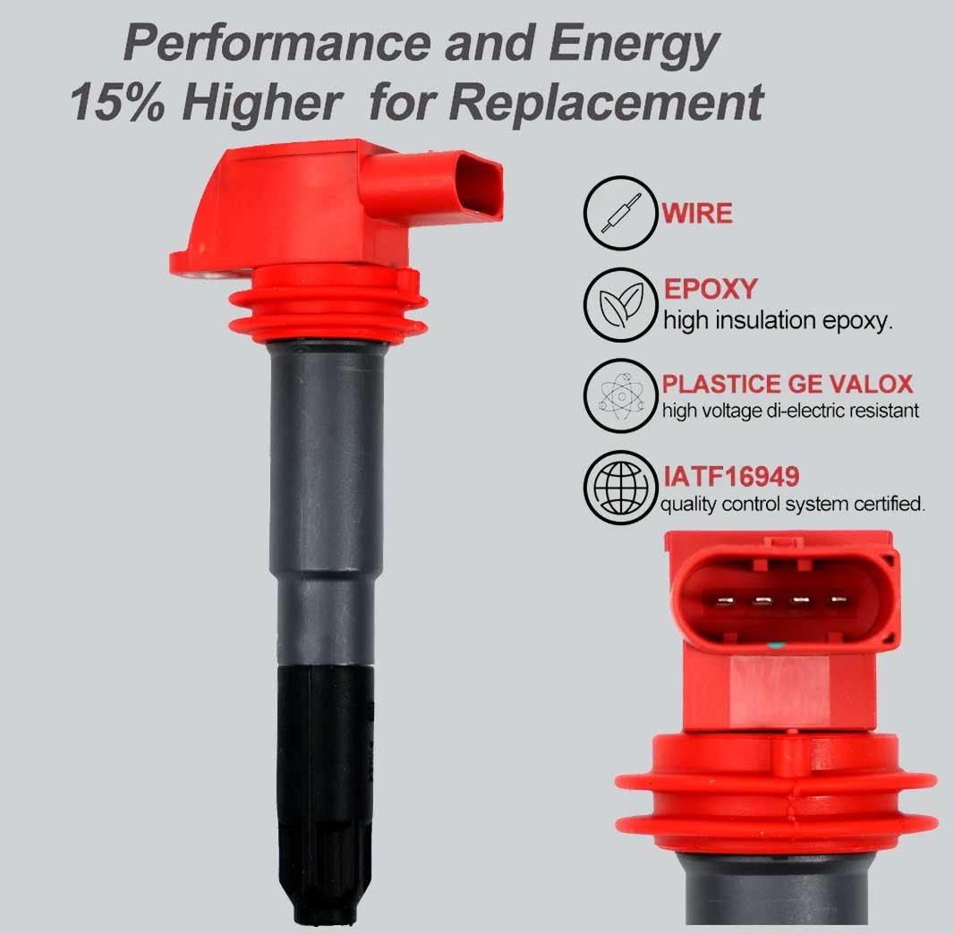 Ignition Coil & Iridium Spark Plugs for Porsche Cayenne (2008-2018) 4.8L V8