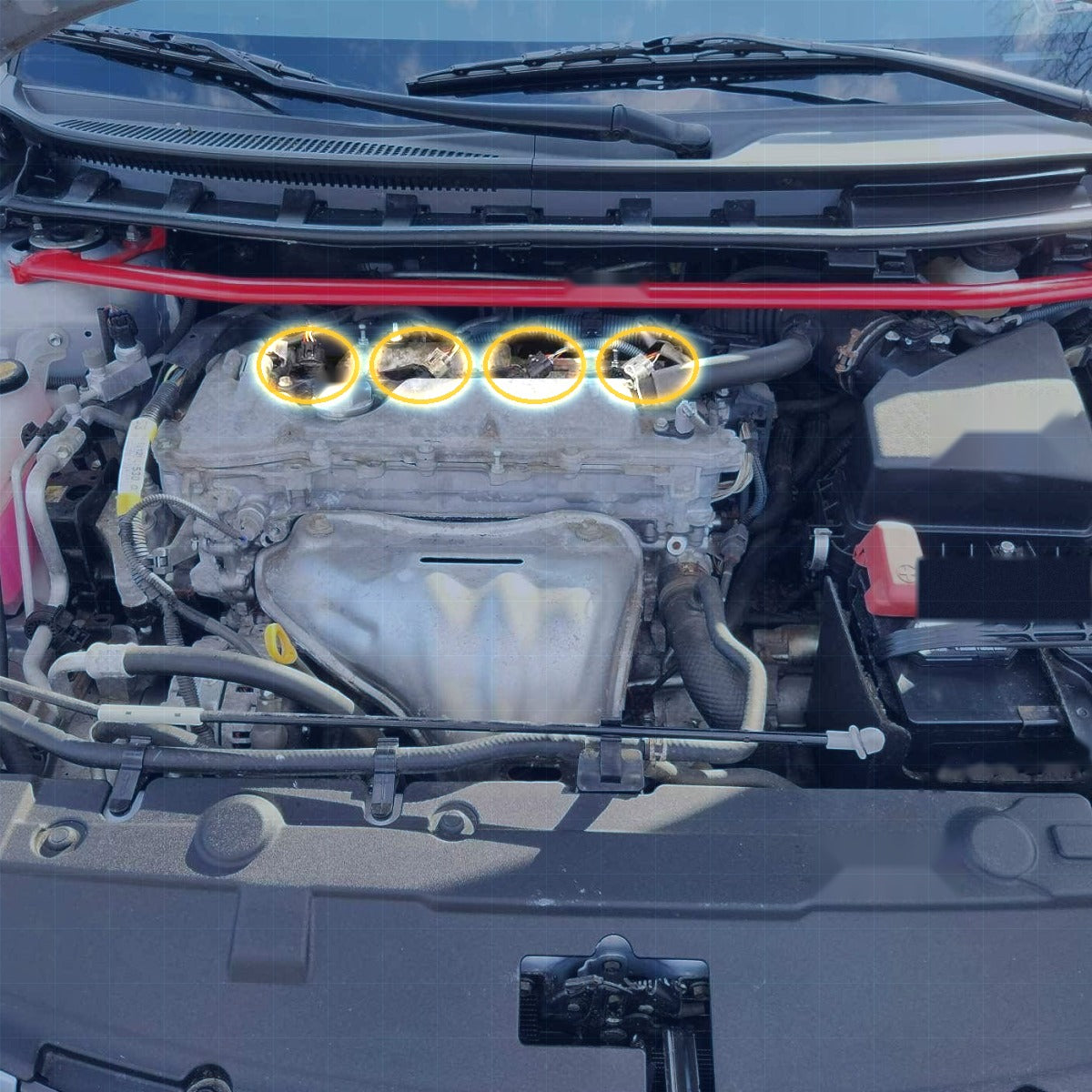 2011-2016 Scion tC 2.5L ignition coil location in the engine bay