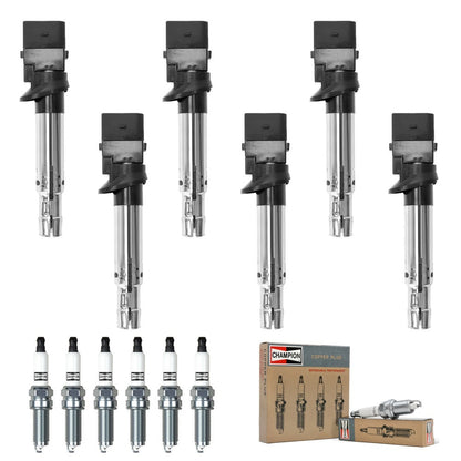 Ignition Coil + Iridium Spark Plugs for Volkswagen Touareg (2007-2008) 3.6L