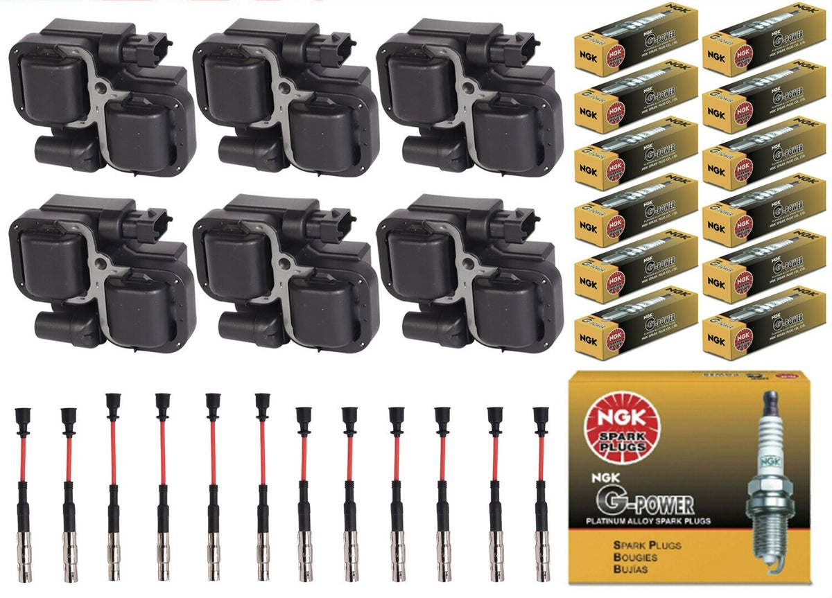 Ignition Coil + Spark Plugs and Wires for Mercedes Benz C-Class (1998-2000) 2.8L
