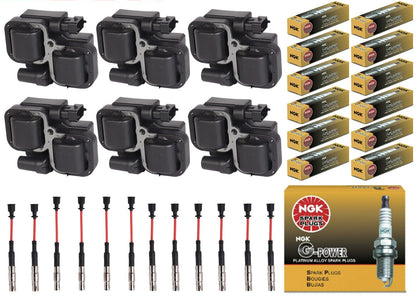 Ignition Coil + Spark Plugs and Wires for Mercedes Benz C-Class (1998-2000) 2.8L