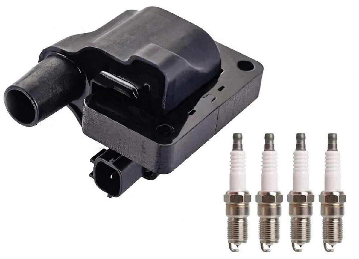 Ignition Coil + Spark Plugs for Nissan 240SX Sentra (1991-1994) 1.6L 2.4L