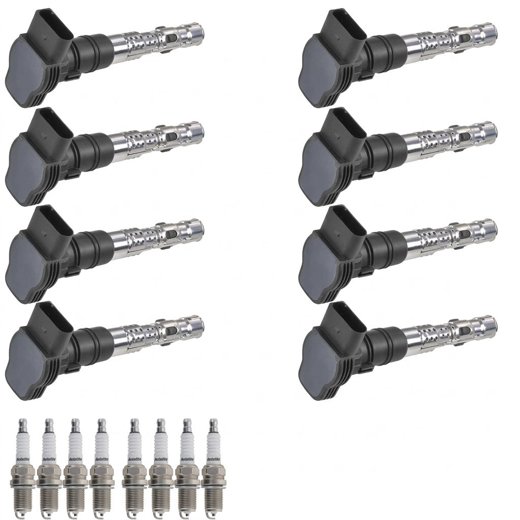 Ignition Coil + Spark Plugs for Volkswagen Phaeton Touareg (2004-2006) 4.2L