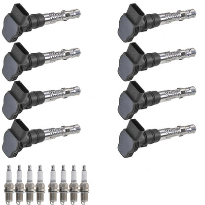 Ignition Coil + Spark Plugs for Volkswagen Phaeton Touareg (2004-2006) 4.2L