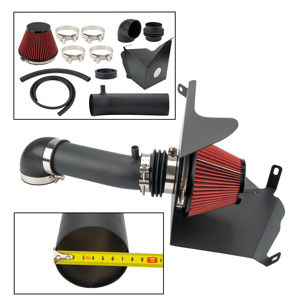 Cold Air Intake W/Heat Shield for Jeep Cherokee XJ (1991-2001) 4.0L Engine Black