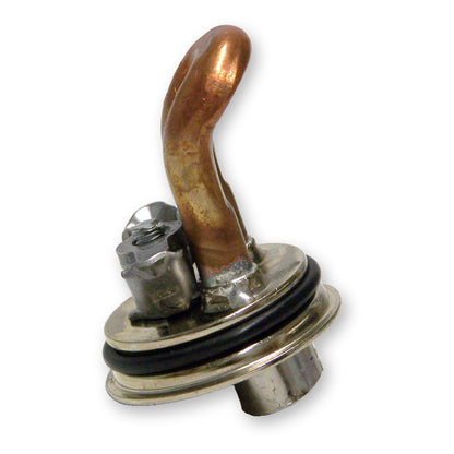 35mm freeze plug engine block heater for Kubota V2003, V2003T and V2203 showing the copper heating element, O-ring seal and terminal