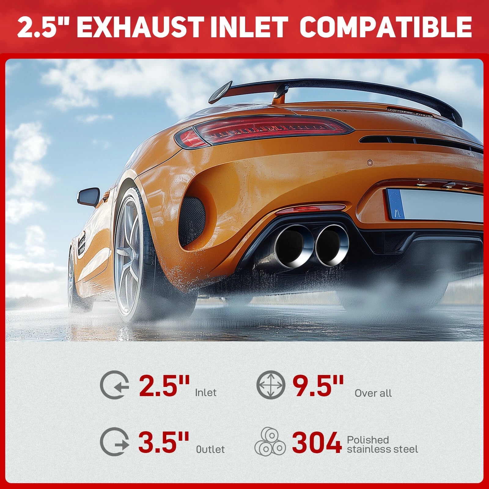 Long Dual Exhaust Pipe Tips for Kia Optima (2011-2020) All Engines