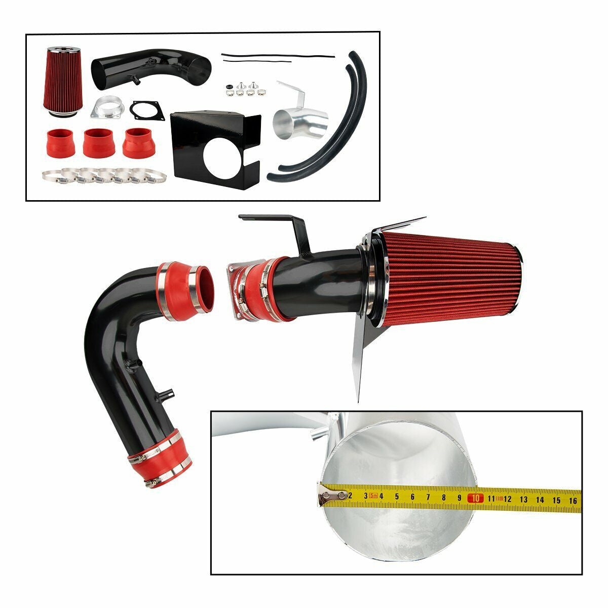 Black Polish Cold Air Intake for Ford F250 (1997-1999) 5.4L V8 Engines