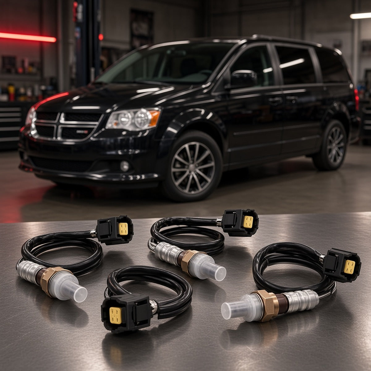 Dodge Grand Caravan (2008-2020) oxygen sensors on garage workbench