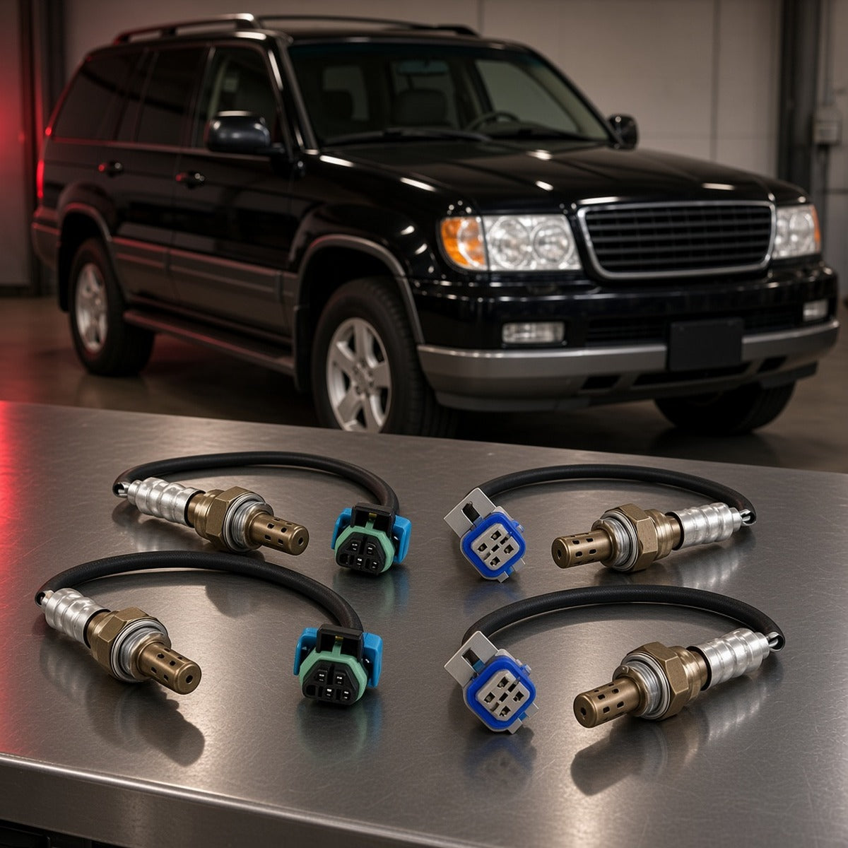 GMC Yukon (2003-2006) 6.0L oxygen sensors on garage workbench