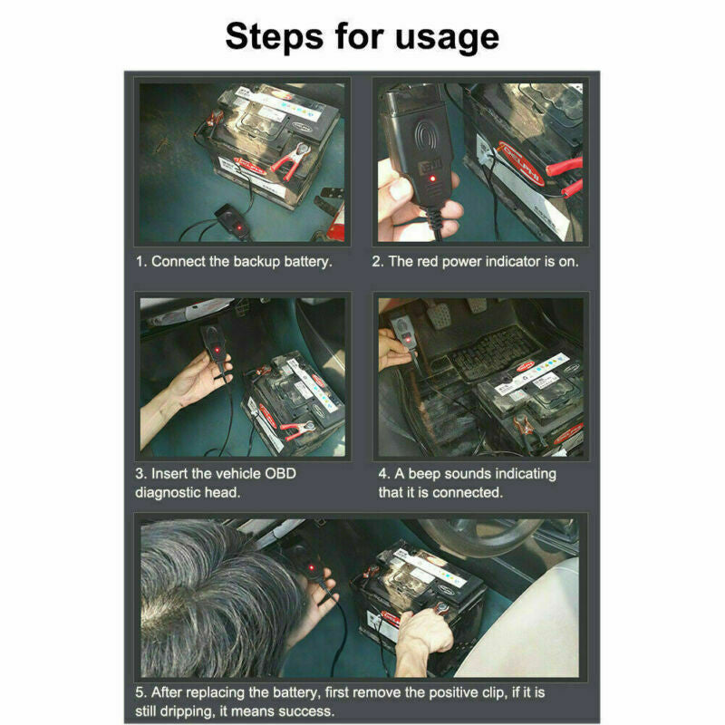 Universal OBD2 Automotive Battery Replacement Tool Ecu Memory Saver