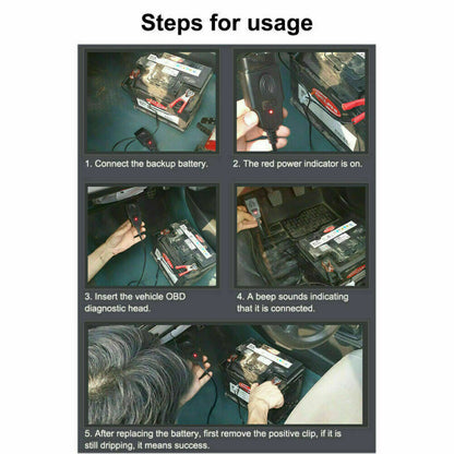 Universal OBD2 Automotive Battery Replacement Tool Ecu Memory Saver