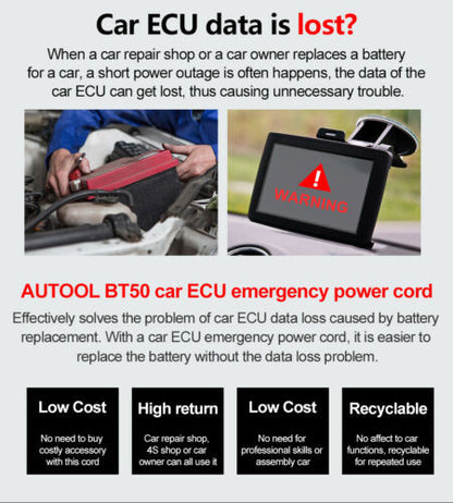 OBD2 Memory Saver ECU Emergency Power Supply Cigarette Lighter Cable