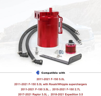 Oil Catch Can Separator for Ford F150 (2011-2021) Raptor (2017-2021) Expedition (2018-2021) 2.7L 3.5L 5.0L