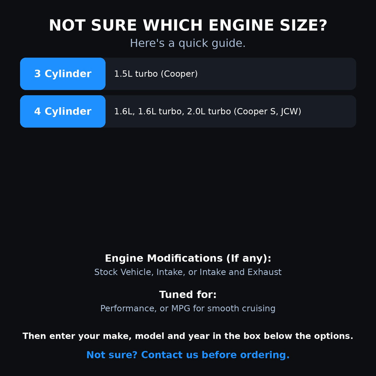 Choosing your engine size and options for a MINI